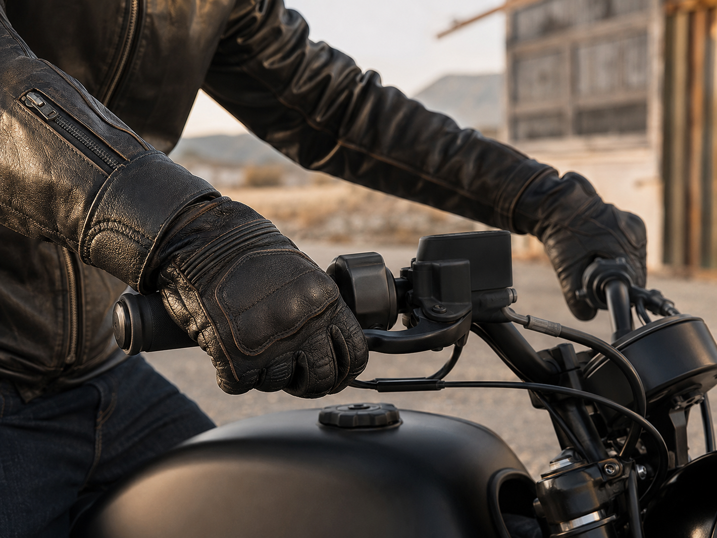 Biker Gloves being worn in use