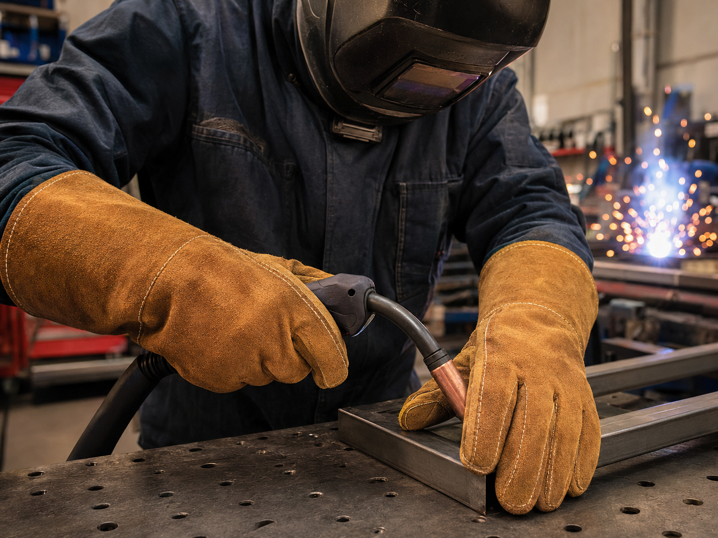 Welding Gloves being worn in use